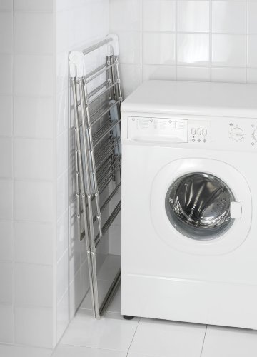 WENKO 3774018100 Wäschetrockner Flex – 15 m Trockenlänge, Edelstahl rostfrei, 145 x 90 x 60 cm, Silber matt - 2