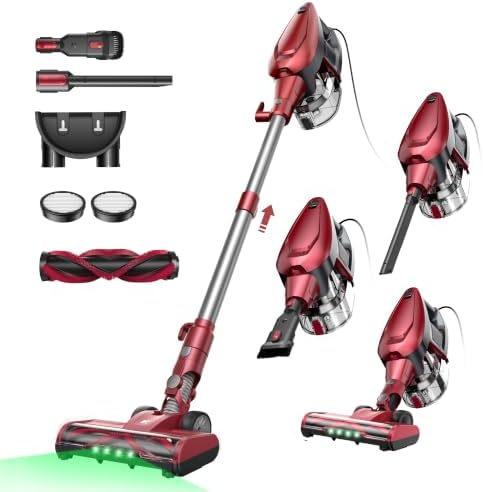 Vexilar C8 Aspirapolvere con filo 70KPa con 2 Livelli Aspirazione, LED 5 in 1 Aspirapolvere Verticale, Cavo 7m, Ultra-leggero,Scopa Elettrica con Filo Potente per Tappeti/Pavimenti/Peli di Animali