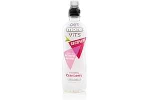 Get More Vits - Sports Recovery & Hydrating Cranberry Flavoured Spring Water (12 x 500ml), Electrolytes, B Vitamins, Sugar-Free, Low-Calorie, Boosts Energy, Natural Flavours, Vegetarian, Vegan