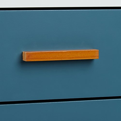 Relaxdays Beistellschrank Skandinavisches Design, 2 Schubladen, Retro HBT: 58 x 41 x 48 cm, matt lackiert, türkis weiß - 6