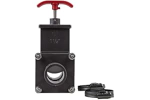 Praher | Peraqua Absperrschieber PVC, 38mm + 2 STK. V2A Schellen geeignet für Pools, Sandfilteranlagen, Teich, etc.