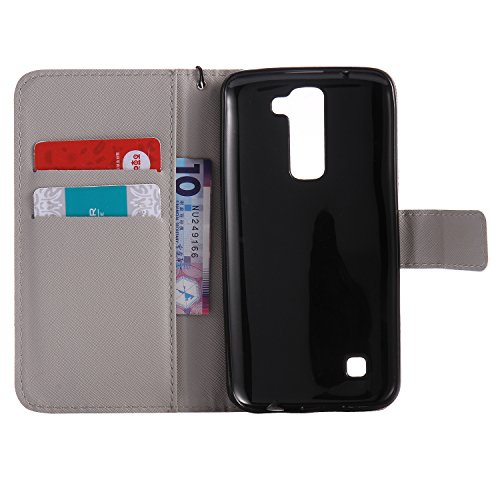 Feeltech LG K7 Hülle PU-Leder und Brieftasche Bunte Muster Fall mit Magnetverschluss, Hybrid-Kickstand mit Stand-Funktion, schlagen Sie schützende weiche TPU Stoßstangenabdeckung und Kreditkartenhalter für LG K7 Handgelenk Bügel-Buch-Art-Geldbeutel-Tasche mit 2 In 1 Berühren Sie Stift – Turm - 5