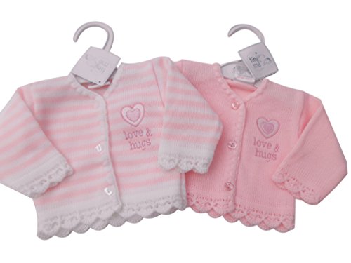 BNWT Baby Prem Premature Preemie girls pink love & hugs knitted cardigan clothes (3-5lb, plain pink)