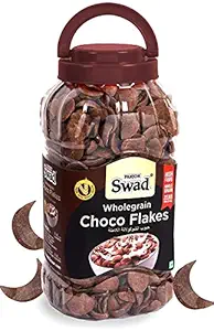 Swad Breakfast Cereal, Wholegrain Choco Flakes (High Fibre Wheat Chocos Children Cereal) Jar, 350 g
