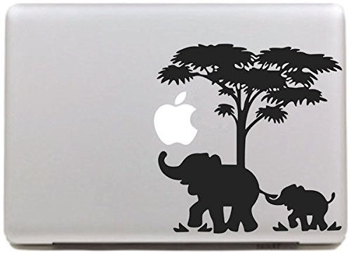 NetsPower® Elegant Vinyl Decal Sticker Abziehbild Abziehbilder Aufkleber Power-up Kunst Schwarz für Apple MacBook Pro/Air 11" 13" 15" Zoll - Elefant