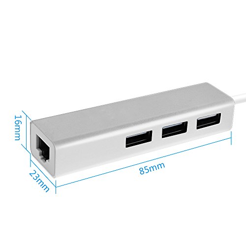 USB 2.0 Hub 3 Port Ethernet Adapter USB Netzwerkadapter IMISON USB Typ-C Hub Unibody für Ultrabooks, Laptops und Tablet PC (Silber) - 4