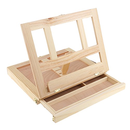 Preisvergleich Produktbild Gazechimp Einstellbarer Faltbaren Holz Schreibtisch Tischgestell Mit Ablageschubfach Für Malerei