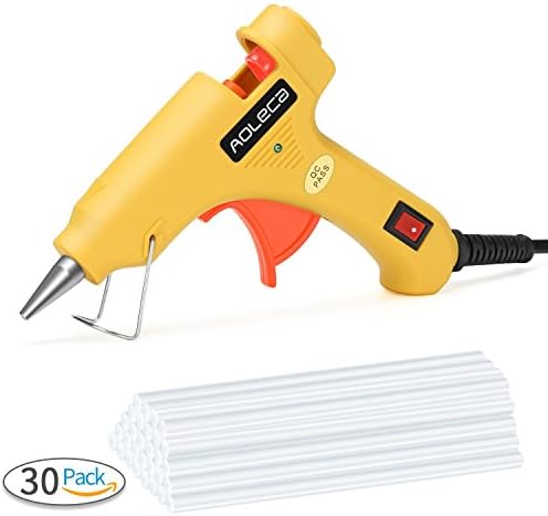 Aoleca 20W Mini Hot Melt Glue Gun with 30pcs Glue Sticks, 3-5 Minutes Heats Up Ultra Clear Electric High Temperature Melt Craft Glue for DIY Small Craft Projects and Quick Repairs