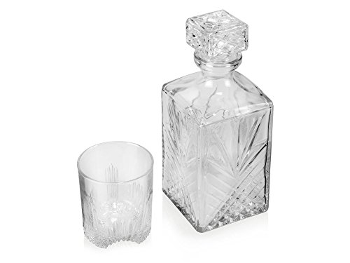 Whiskyglas-Set-mit-Karaffe-und-Deckel-von-Bormioli-Dekanter-Kristallglas-1Liter-Karaffe-280ml-Glas
