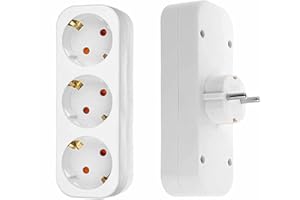 Anlising Enchufe Múltiple, Adaptador con 3 Tomas, Enchufe Múltiple Pared, Adaptador Portátil, para Oficina, Cocina, Familia e Viaje (Blanco)