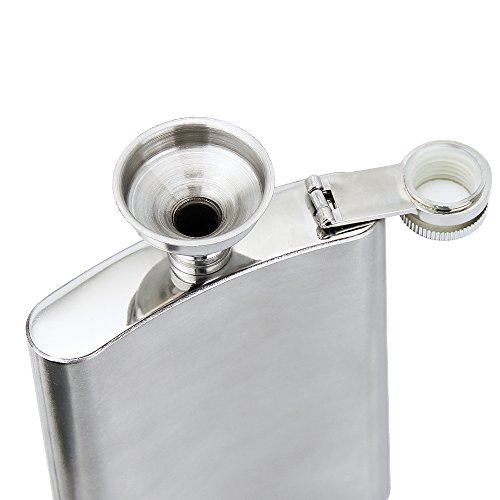 JTDEAL Edelstahl Flachmann und Trichter set, mit Schraubverschlussdeckel, 8 oz. 225 mL - 4