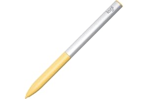 Logitech Pen Stylet USI pour Chromebook, rechargeable pour l'apprentissage, Certifié compatible avec Chromebook, Aucun couplage, Prise en main douce et antidérapante - Argent/Jaune