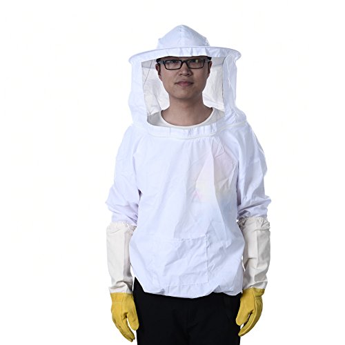 Imkerjacke Schutzkleidung mit Bienenhut und Schleier aus Polyesterfasern (weiß)