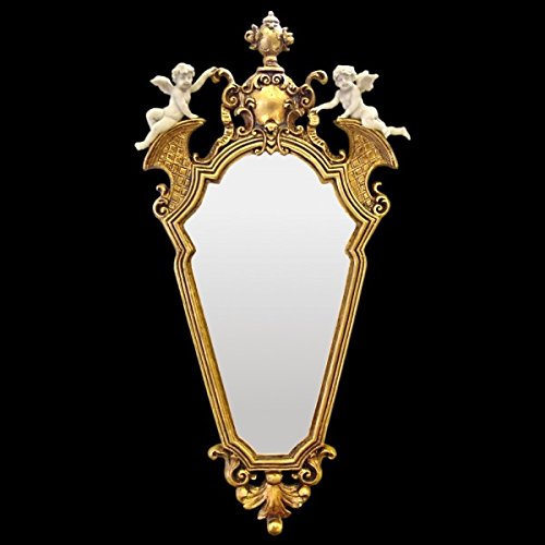 Engel Wandspiegel Gold 2 Putten Engel Barock Verzierung Vintage Retro Spiegel