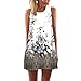 Produktbild Damen Kleider Frauen Vintage Boho Sommerkleider Ärmelloses Strand Gedruckt Kurze Minikleid A Line Abendkleid Swing Casual T-Shirt Kleid Großen Größen Partykleid Cocktailkleid (M, Sexy Braun)