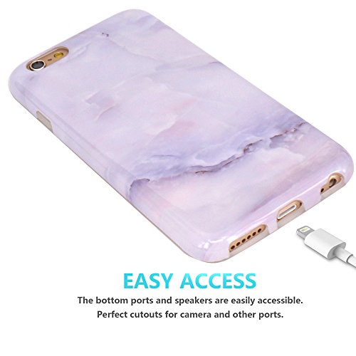 JIAXIUFEN iPhone 6 Funda  Funda de Silicona Suave Case Cover Protecci  n C  scara Soft Gel TPU Carcasa Funda para Apple iPhone 6 6S - Jade Blanco M  rmol Dise  o