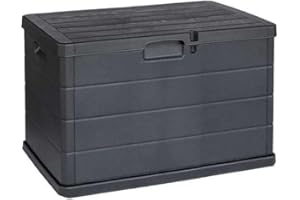 Domo Mea Baule da170 Litri Effetto Legno, Contenitore Stoccaggio, in Resina Antracite, Dimensioni 78L x 55l x 52H cm