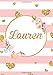 Produktbild Lauren: Pink Floral Design Personalized Name Lined Journal Notebook Diary To Write In, Ruled Note Book Planner Composition 120 Pages, Home Work ... 7x10 Inches (Personalized Name Gifts)