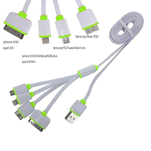 Timorn Multi Ladekabel 4 in 1 USB Kabel Mehrfach Adapter Stecker mit 8 Pin Beleuchtung / 30 Pin / Micro USB 2.0 / Micro USB 3.0 Anschlüsse für iPhone 6, 5, 5S, USB Micro für Samsung Galaxy S6 S5 S4, Anmerkung 3, Energien Bank Tragbare Ladegerät und mehr (Grün) - 2