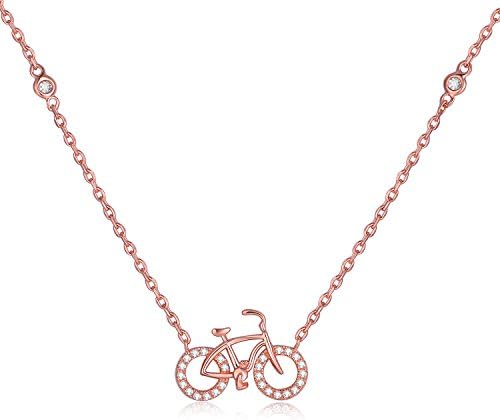 STAR HARVEST Valentine's Day Gift Women 925 Silver Rose-gold Plating Mini-bicycle Personally Pendant Necklace Creative Cubic Zircon Jewellery Necklace