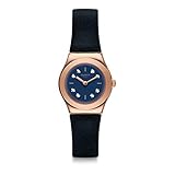 Swatch Unisex Erwachsene Analog Quarz Uhr mit Leder Armband YSG152