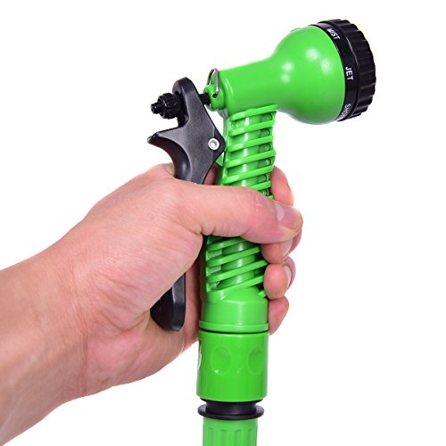 Costway Gartenschlauch Wasserschlauch Flexischlauch Bewässerungsschlauch Zauberschlauch dehnbar flexibel grün Länge 7,5m bis 60m (15m) - 4