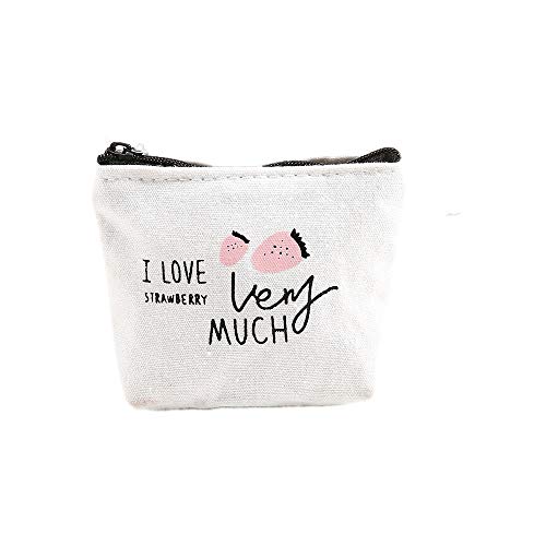 Preisvergleich Produktbild Niedlich und kreativ Baumwolle und Leinen Reißverschluss Geldbörse Schlüsseletui Handytasche Handheld Geldbörse (eine halbe Erdbeere)