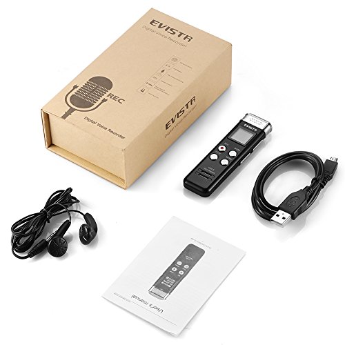 EVISTR Slim Digital Voice Recorder Black - 8GB/560 Hours Capacity - Simple Operation Mini Recorder Metal Body Auto… - Image 8