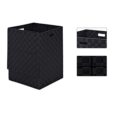Songmics Wäschekorb, Wäschetonne aus Nylongeflecht mit Metallrahmen Schwarz 38 x 50 x 38 cm (B x H x T) LCB108 - 4