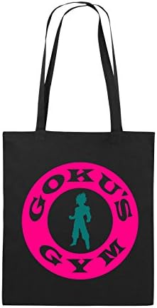 Comedy Bags - SON GOKU'S GYM - jute bag - long handles - 38x42cm - Colour: black / pink-turquoise