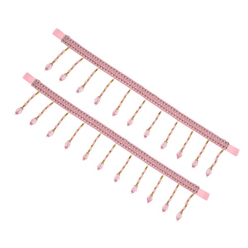 2x Vorhang Raffhalter Kristall Perlenkette Set für Raum Fenster Deko – one size, Rosa - 4