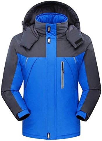 Witkeyseller Men Winter Warm Outerwear Oversize Thick Waterproof Parka Jacket Blue 4XL