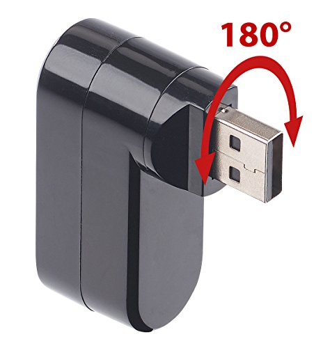 Xystec USB-2.0-Hub mit 3 Ports und microSD-Kartenleser, 180° drehbar - 2