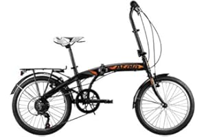 Atala Nuovo Modello 2020 Bici Pieghevole ultracompatta Blue Lake 20", Colore Nero - Arancio, 6 velocità