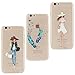 Price comparison product image KANTAS 3X Soft Silicone Case for iPhone 6S Plus iPhone 6 Plus Transparent Clear Back Cover Flexible Bumper Lightweight Case for iPhone 6S Plus/iPhone 6 Plus(5.5"), Blue Feather/Cool Girl