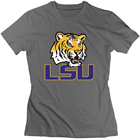 Hison Women Classic Cotton Tee Short Sleeve Louisiana State University T-shirt DeepHeather XL