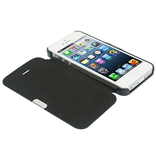 iPhone SE case, iPhone 5s case, iPhone 5 case, MTRONXâ„¢ Magnetic Ultra Folio Flip Slim Leather Twill Case Cover Bumper Pouch for for Apple iPhone SE, iPhone 5s, iPhone 5 - Black(MG-BK)