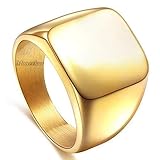 Moneekar Jewels Signet Biker Gold Metal Solid Polished Stainless Steel Rings for Men