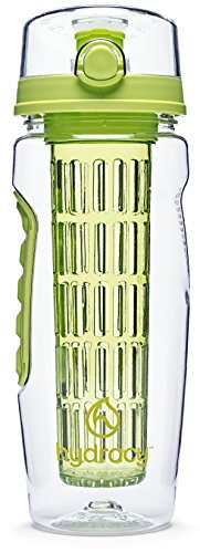 Hydracy Trinkflasche für Fruchtschorlen (1Liter) in verschiedenen Farben, mit langem Infuser und Isolierhülle – 100% dicht und perfekt für Sport & Freizeit - 4