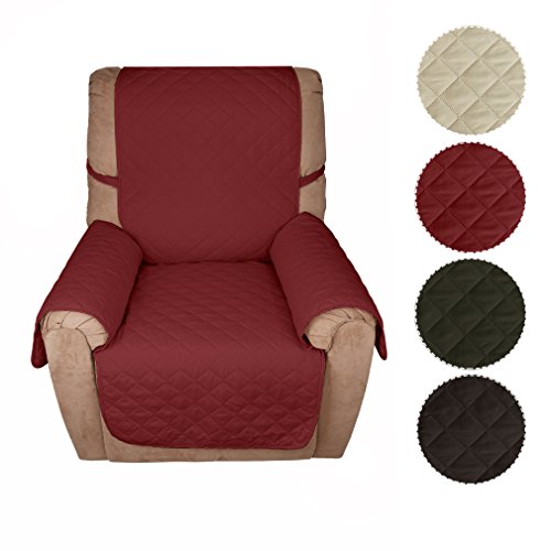 KINLO® Sofahusse 1 Sitzer 177x56 Weinrot sofa überwurf 100% Baumwolle Füllung sehr weich Sofa Abdeckung Top Qualität Sesselauflage aus Polster Material Umweltschutz schonbezug couch Elastisch 2 Jahren Grantie