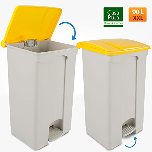 casa pura® Mülltonne Bucket | Testnote 2,1 | XXL Mülleimer mit 45, 70 oder 90 Litern Fassungsvermögen | kombinierbar zum Mülltrennsystem (1 Tonne Größe XXL: 90 l) - 2