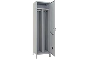 Tickoffice Armadio sporco/pulito 1 posto - 1 anta in metallo spogliatoio per aziende, negozi, palestre, bar, ristoranti (180x36x50 cm (Slim), Grigio)
