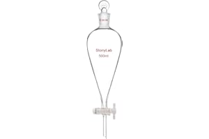 stonylab 500ml Imbuto Separatore con Rubinetto di Arresto in Vetro, Imbuto Laboratorio Conico a Forma di Pera con Parete Pesante in Vetro Borosilicato con Giunto 24/29, Separatory Funnel