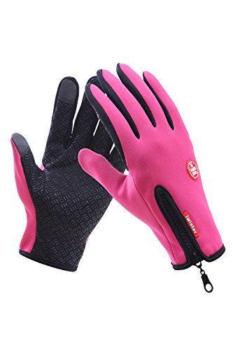 Sevozimda Unisex Outdoor Impermeabile Touch Screen Guanti Sport Inverno Caldo Scalare: Pink One Size