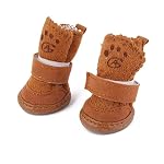 Scarpe-Calde-Passi-Del-Cane-Da-Compagnia-Accogliente-Boots-Vestiti-Abbigliamento-2-Tan