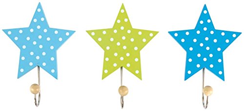Garderobe Einzelhaken Sterne blau 3er Set