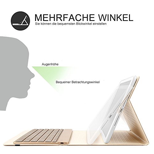 kvago iPad Air Tastatur Schutzhülle Hintergrundbeleuchtung + HD Displayschutzfolie + Eingabestift Aluminium-Finish Kunststoff Hartschale Kabellose Bluetooth-Tastatur Folio Case Smart Cover für Apple iPad Air Tragetasche Fall mit Tastatur 7 Farben Hintergrundbeleuchtung Schlüssel schwarz Detachable Keyboard Case Fashion Style – Black - 5
