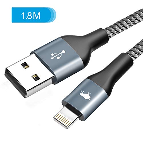 Cable iphone [MFI certifié Apple] - Amoner (2m) Chargeur iPhone en Fibre de Nylon Tressé pour iPhone 11/11 Pro/X/XS/XR/8/8 Plus/7/7 Plus/6s/6s Plus/6/6 Plus/SE/5s/5