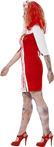 Smiffys Adult Women's Curves Zombie Nurse Costume, Dress and Headpiece, Zombie Alley, Halloween, Size: L, 44340