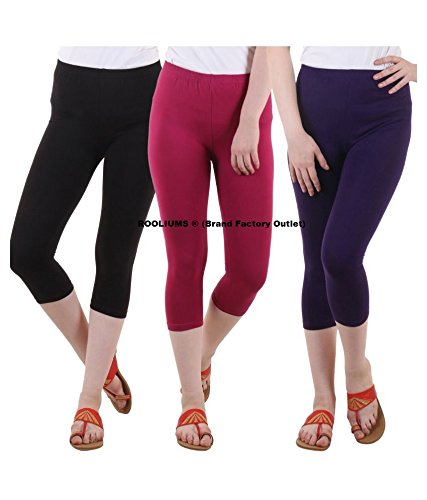 Rooliums Woman Super Fine Cotton Lycra Bio-Washed 220 GSM Capri Combo (Brand Factory Outlet) Pack Of 3 (Black, Pink and Purple) - Free Size RS.489 (65.00% Off) - Amazon Rooliums Woman Super Fine Cotton Lycra Bio-Washed 220 GSM Capri Combo (Brand Factory Outlet) Pack Of 3 (Black, Pink and Purple) - Free Size RS.489 (65.00% Off) - Amazon